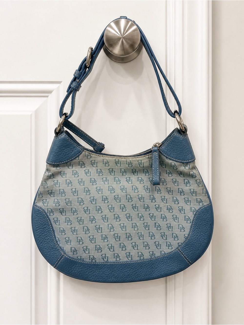 Dooney & Bourke Blue Monogram Crescent Shoulder Bag